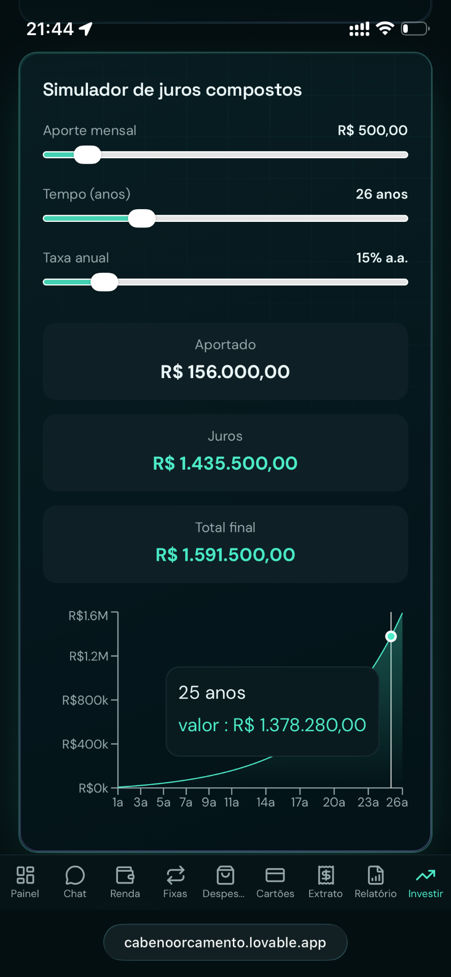 Simulador de juros compostos